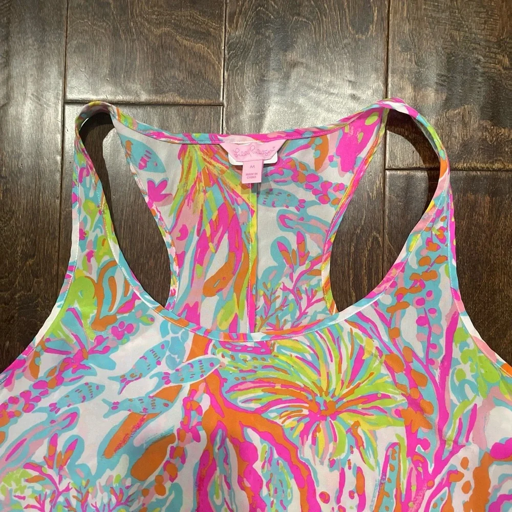 LILLY PULITZER Sarina Scuba to Cuba Floral Sleeveless Silk Tank Top Size Medium - Picture 5 of 8